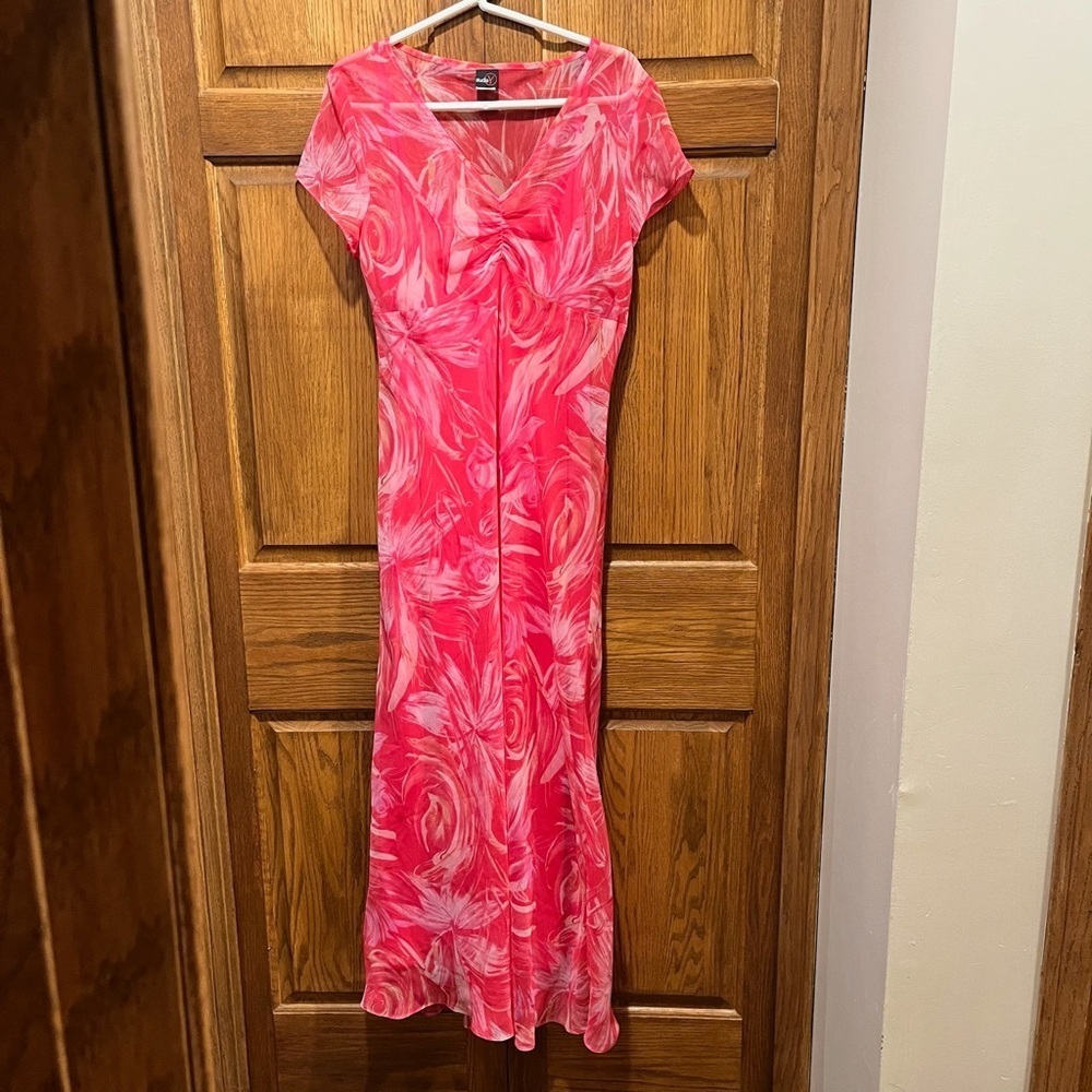 Vintage Studio Y Vibrant Pink Swirl Maxi Dress - Size Small